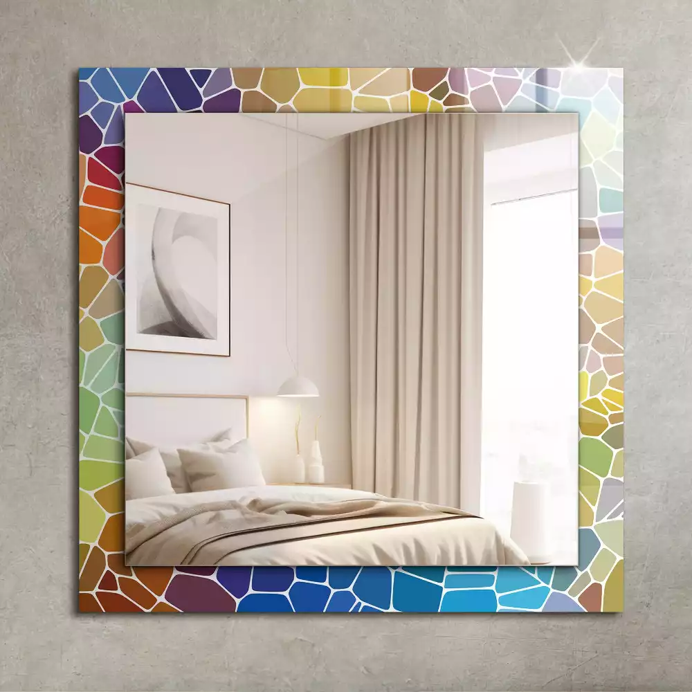 Miroir avec imprimé rectangulaire Mosaïque abstraite colorée