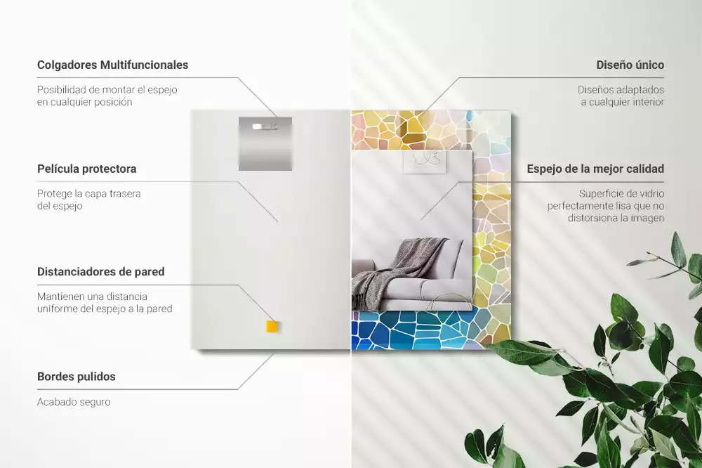 Miroir avec imprimé rectangulaire Mosaïque abstraite colorée