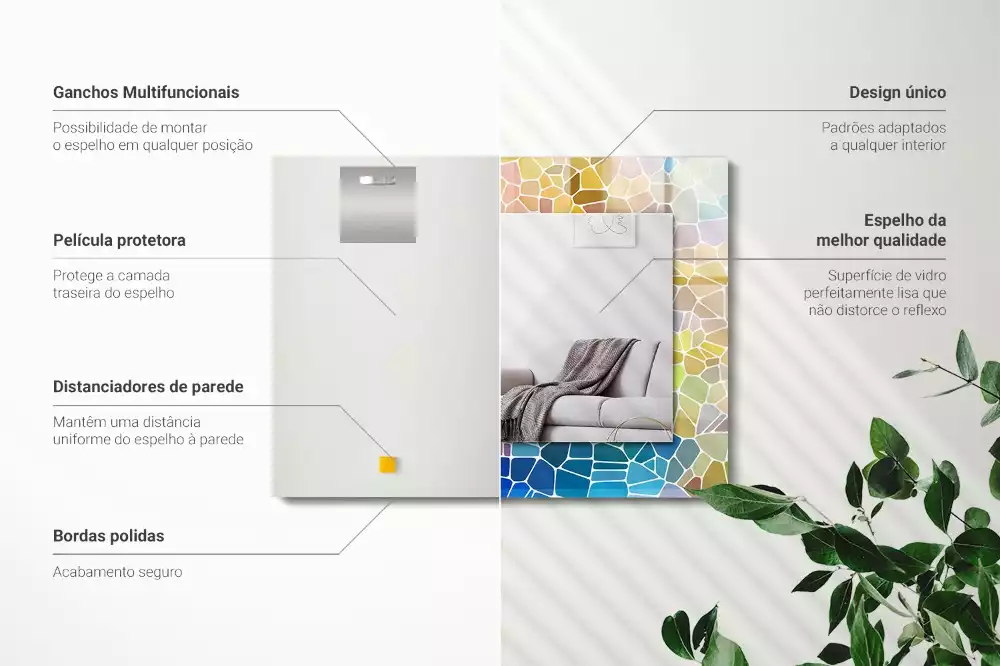 Miroir avec imprimé rectangulaire Mosaïque abstraite colorée