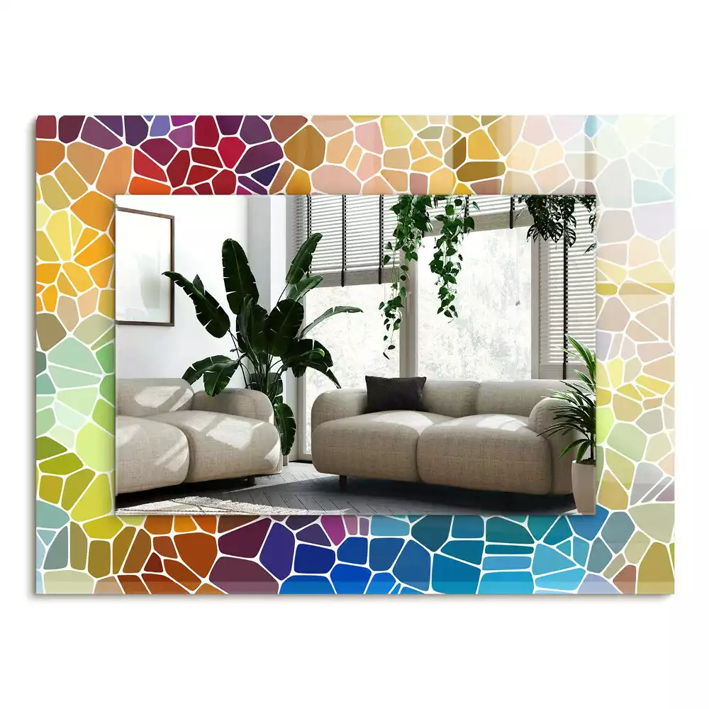 Miroir avec imprimé rectangulaire Mosaïque abstraite colorée