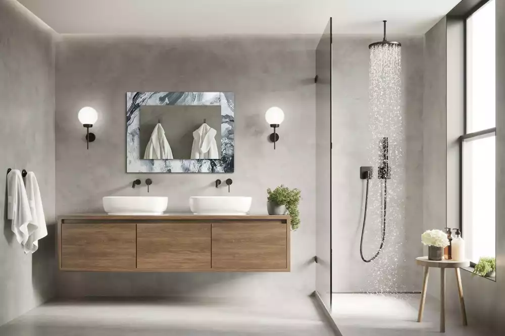 Miroir avec imprimé décoratif rectangulaire Composition picturale abstraite