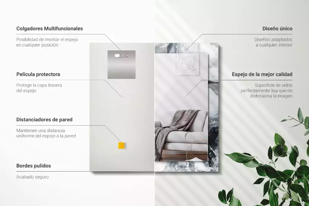 Miroir avec imprimé décoratif rectangulaire Composition picturale abstraite