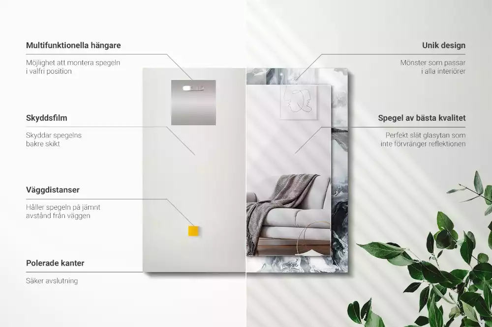 Miroir avec imprimé décoratif rectangulaire Composition picturale abstraite