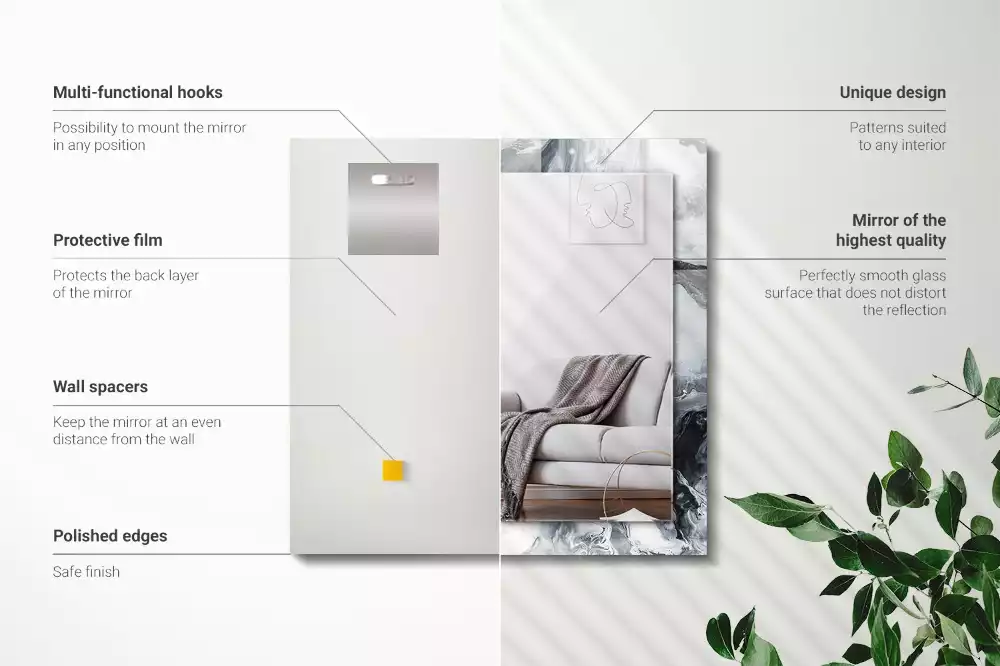 Miroir avec imprimé décoratif rectangulaire Composition picturale abstraite