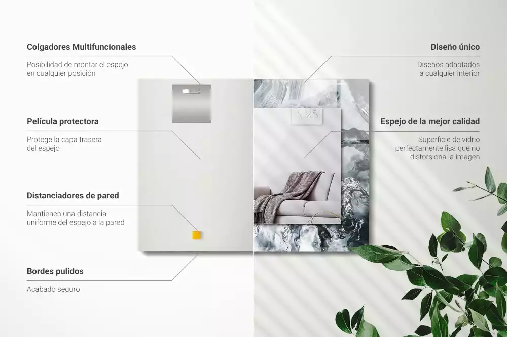 Miroir avec imprimé décoratif rectangulaire Composition picturale abstraite