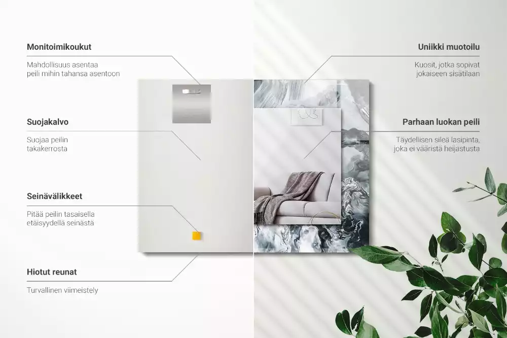 Miroir avec imprimé décoratif rectangulaire Composition picturale abstraite