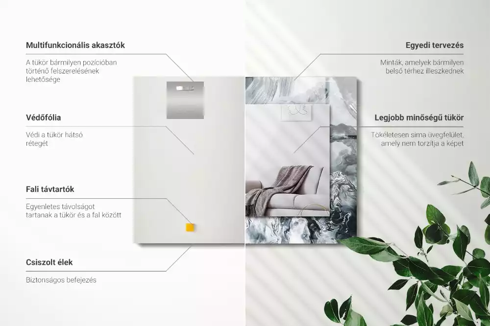 Miroir avec imprimé décoratif rectangulaire Composition picturale abstraite