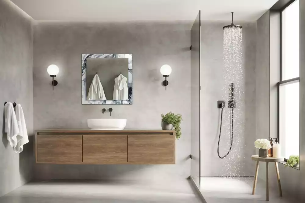 Miroir avec imprimé décoratif rectangulaire Composition picturale abstraite