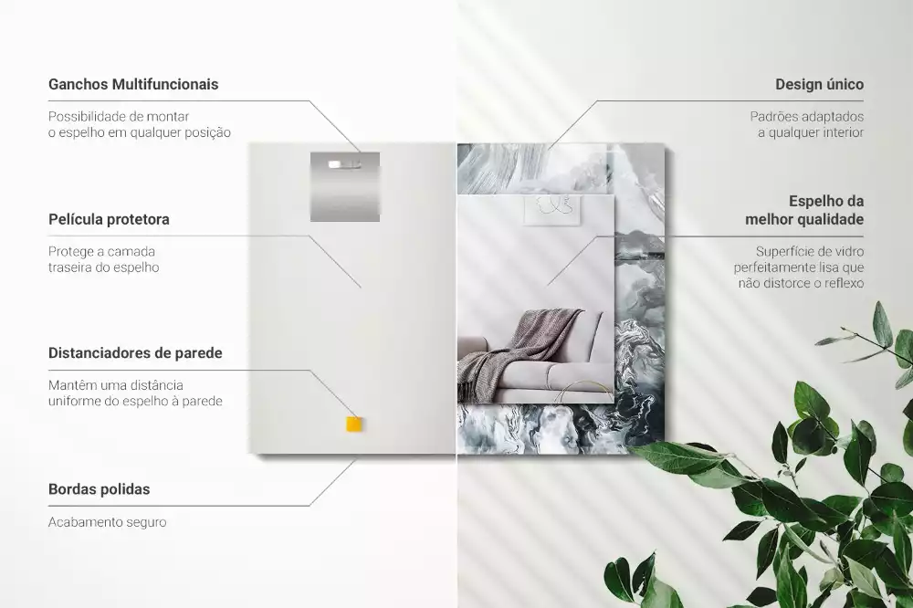 Miroir avec imprimé décoratif rectangulaire Composition picturale abstraite