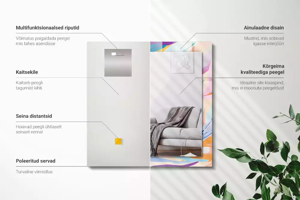 Miroir décoratif rectangulaire Coups de pinceau colorés abstraits