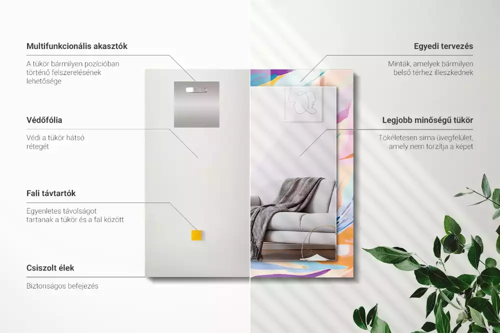 Miroir décoratif rectangulaire Coups de pinceau colorés abstraits