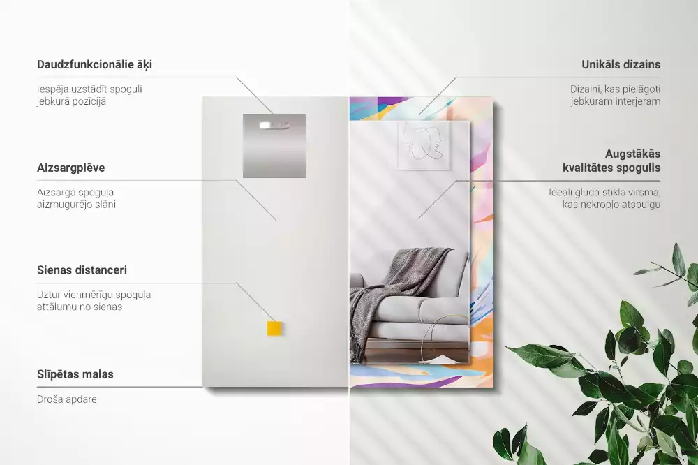 Miroir décoratif rectangulaire Coups de pinceau colorés abstraits