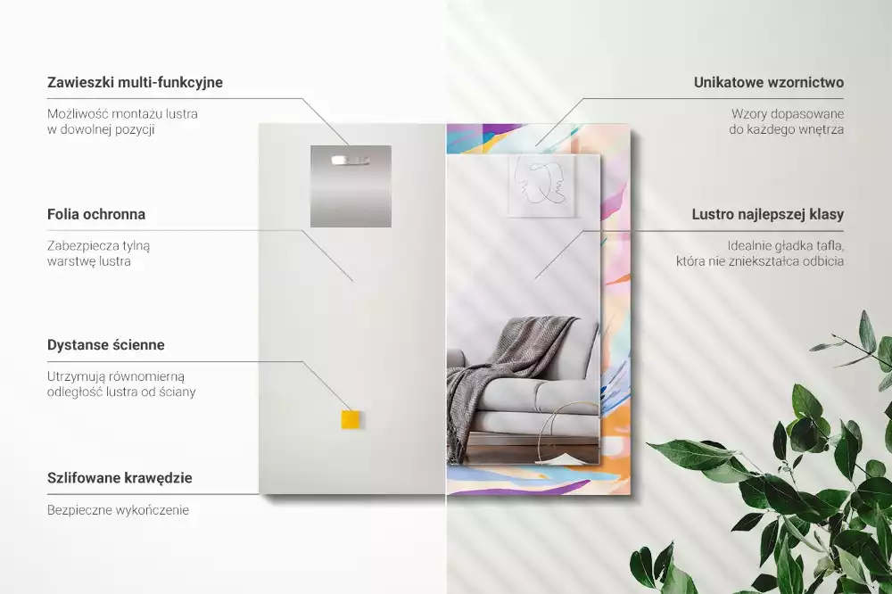 Miroir décoratif rectangulaire Coups de pinceau colorés abstraits