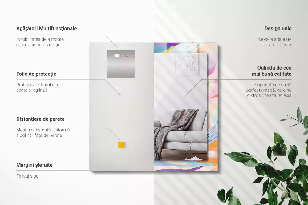 Miroir décoratif rectangulaire Coups de pinceau colorés abstraits