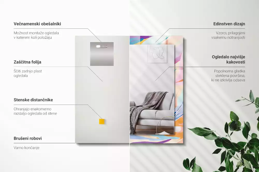 Miroir décoratif rectangulaire Coups de pinceau colorés abstraits