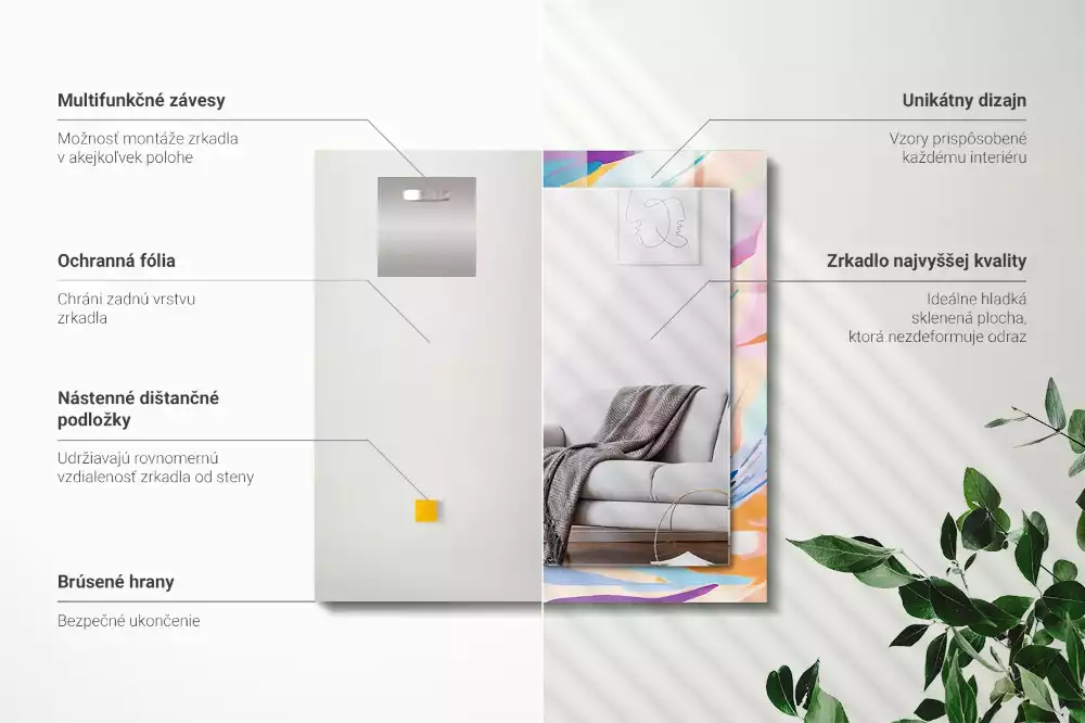 Miroir décoratif rectangulaire Coups de pinceau colorés abstraits