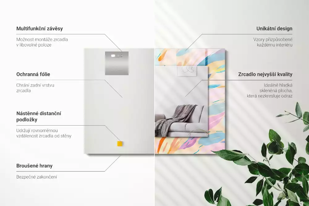 Miroir décoratif rectangulaire Coups de pinceau colorés abstraits