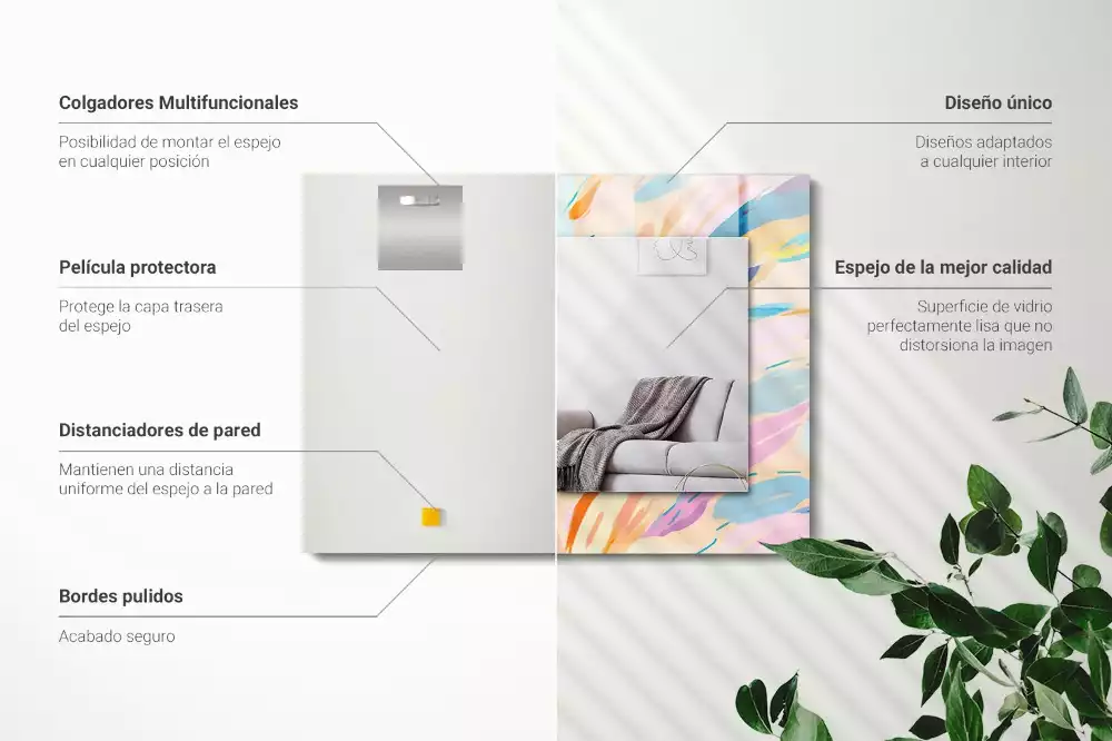 Miroir décoratif rectangulaire Coups de pinceau colorés abstraits