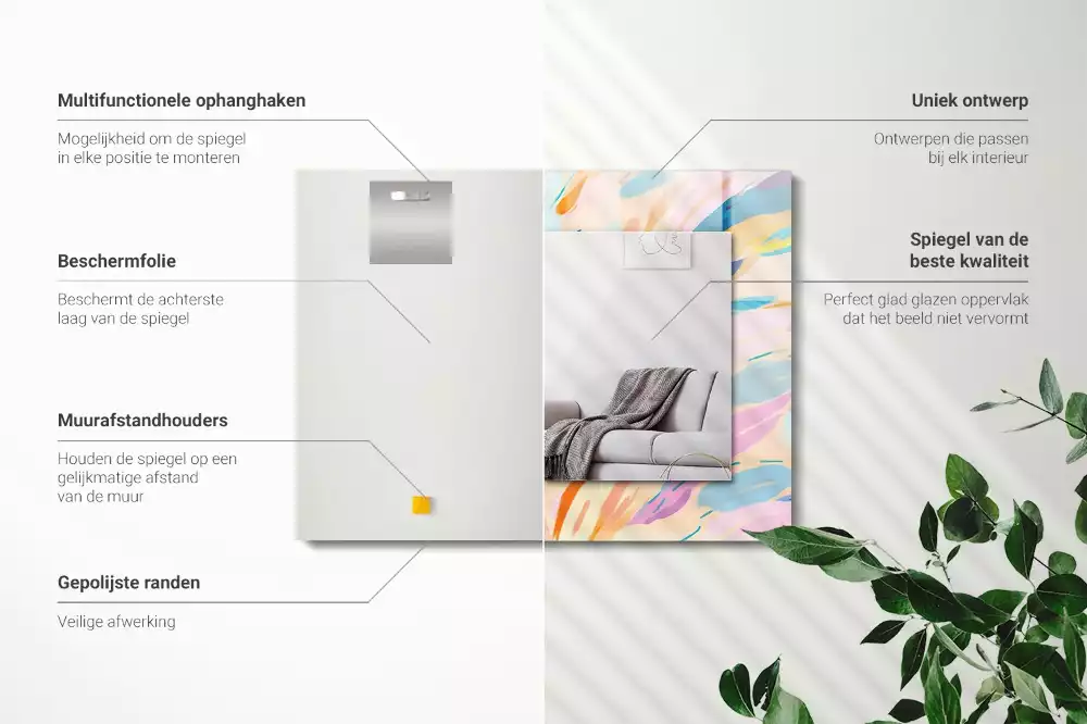 Miroir décoratif rectangulaire Coups de pinceau colorés abstraits