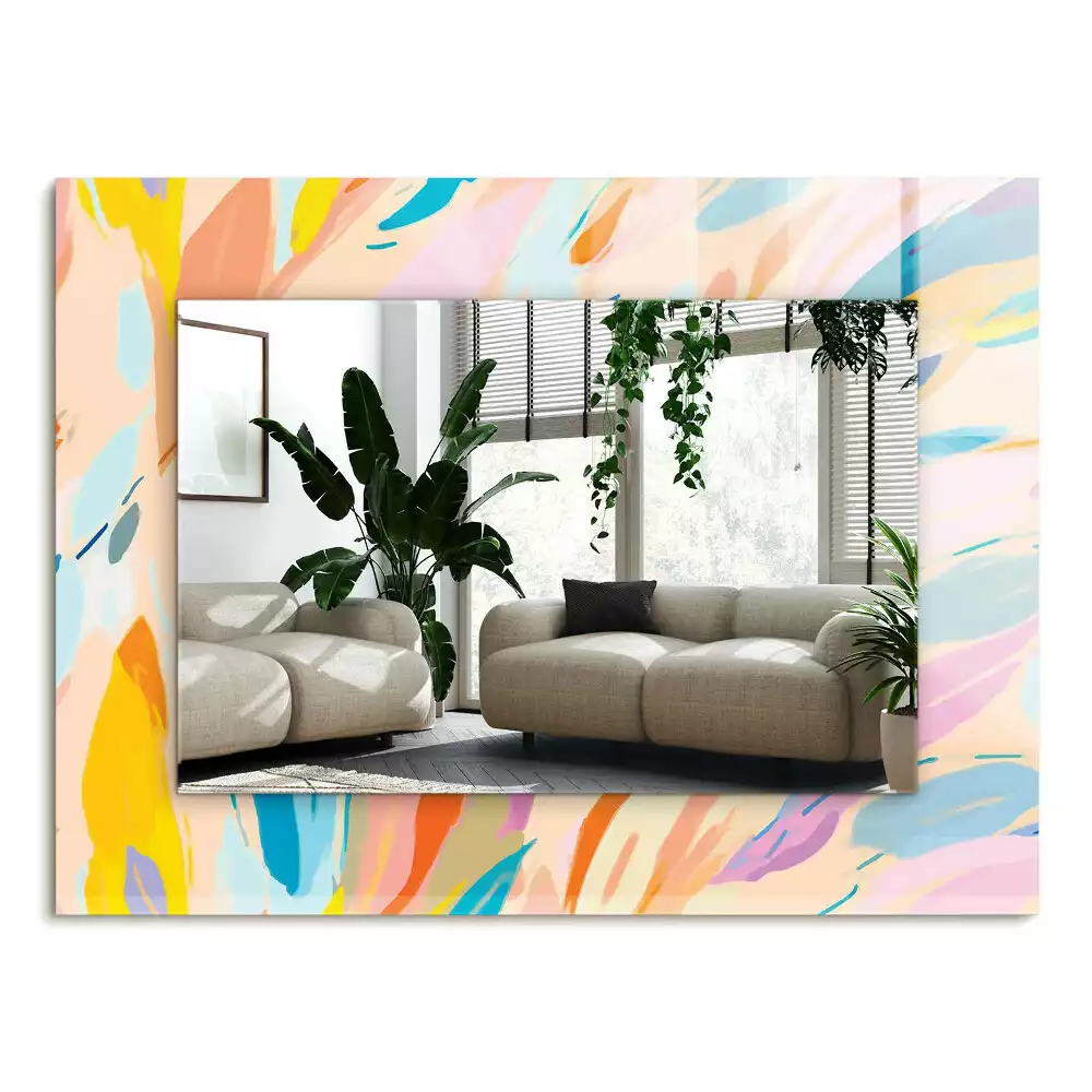 Miroir décoratif rectangulaire Coups de pinceau colorés abstraits