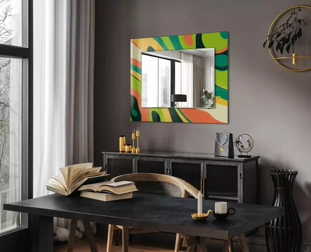 Miroir avec imprimé rectangulaire Motifs colorés abstraits