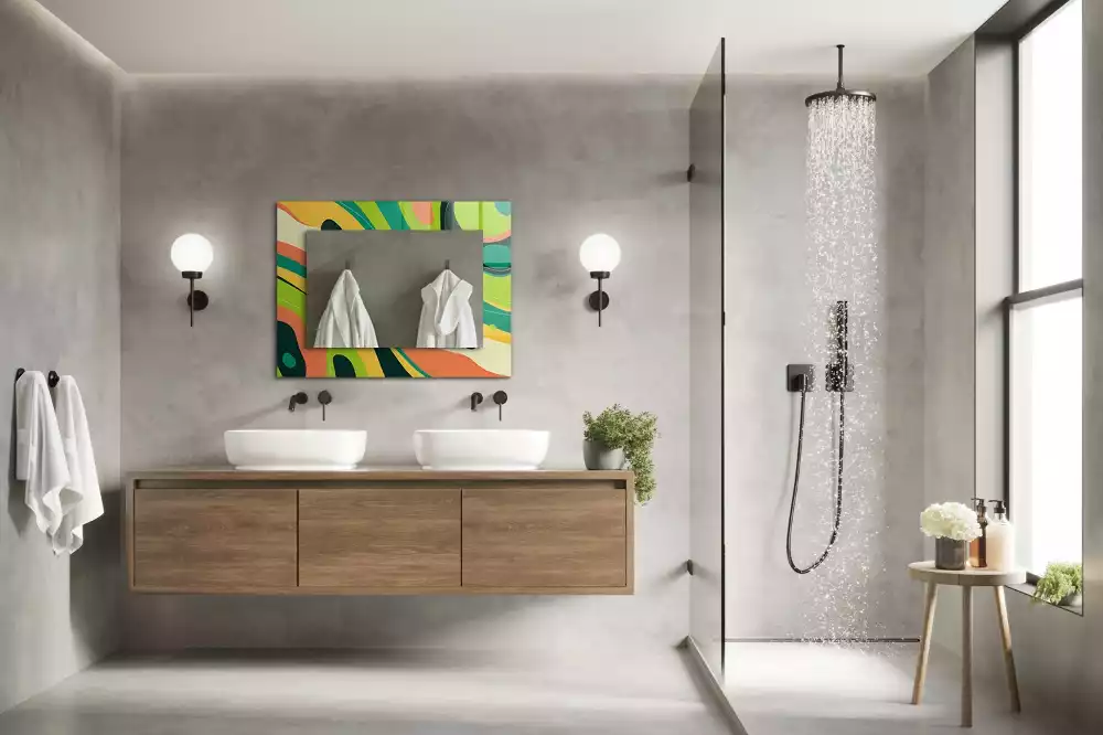 Miroir avec imprimé rectangulaire Motifs colorés abstraits