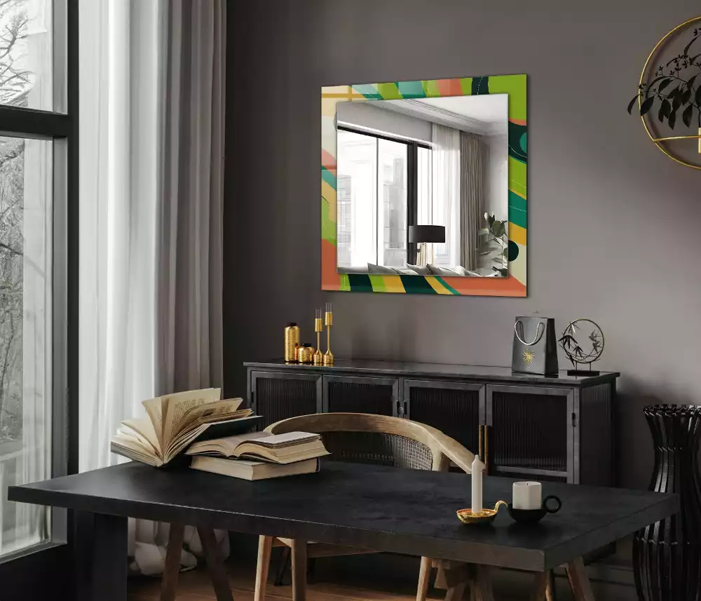 Miroir avec imprimé rectangulaire Motifs colorés abstraits