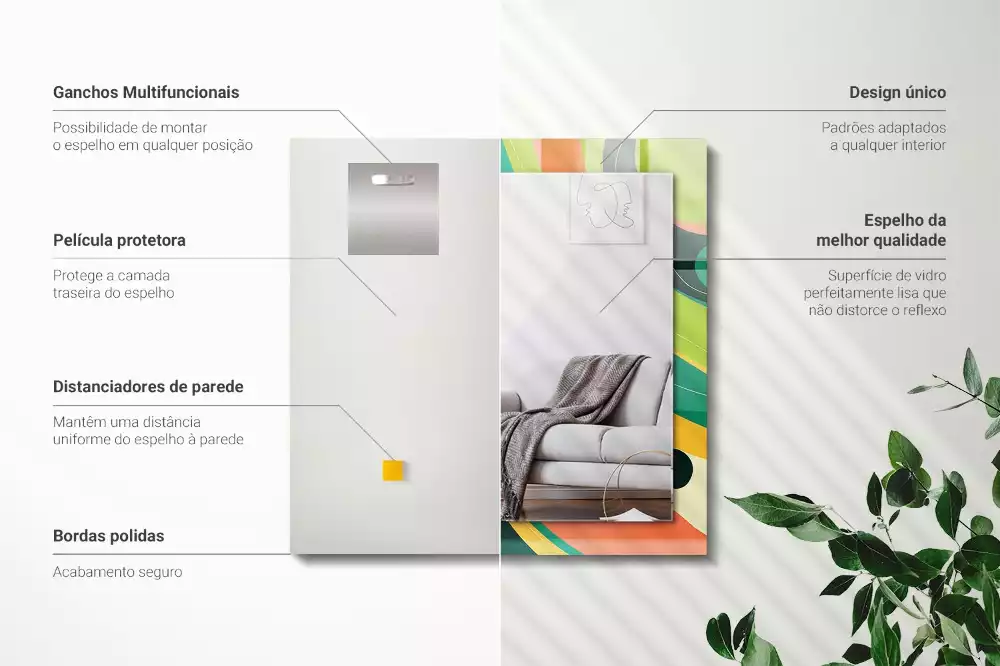 Miroir avec imprimé rectangulaire Motifs colorés abstraits