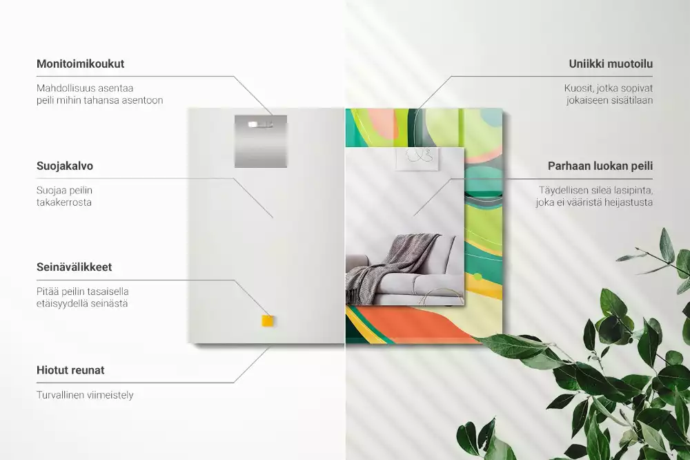 Miroir avec imprimé rectangulaire Motifs colorés abstraits