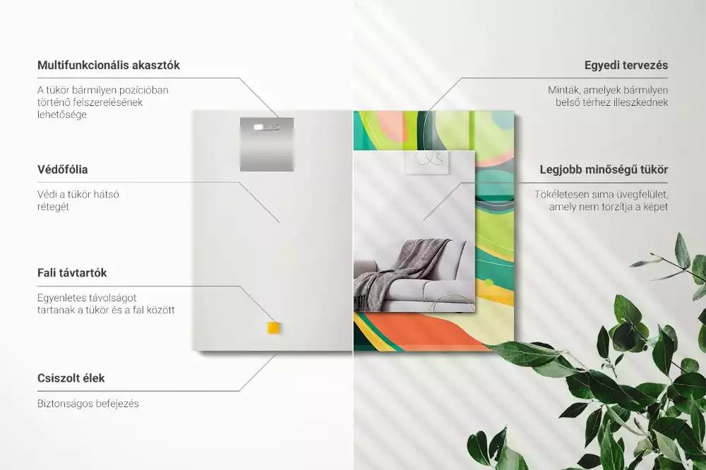 Miroir avec imprimé rectangulaire Motifs colorés abstraits