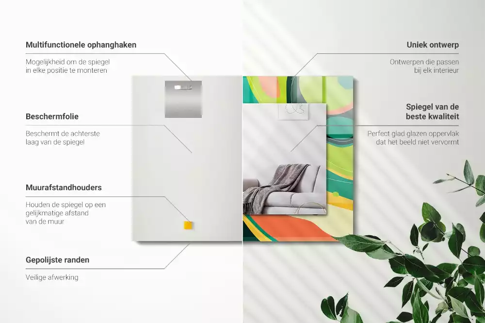 Miroir avec imprimé rectangulaire Motifs colorés abstraits