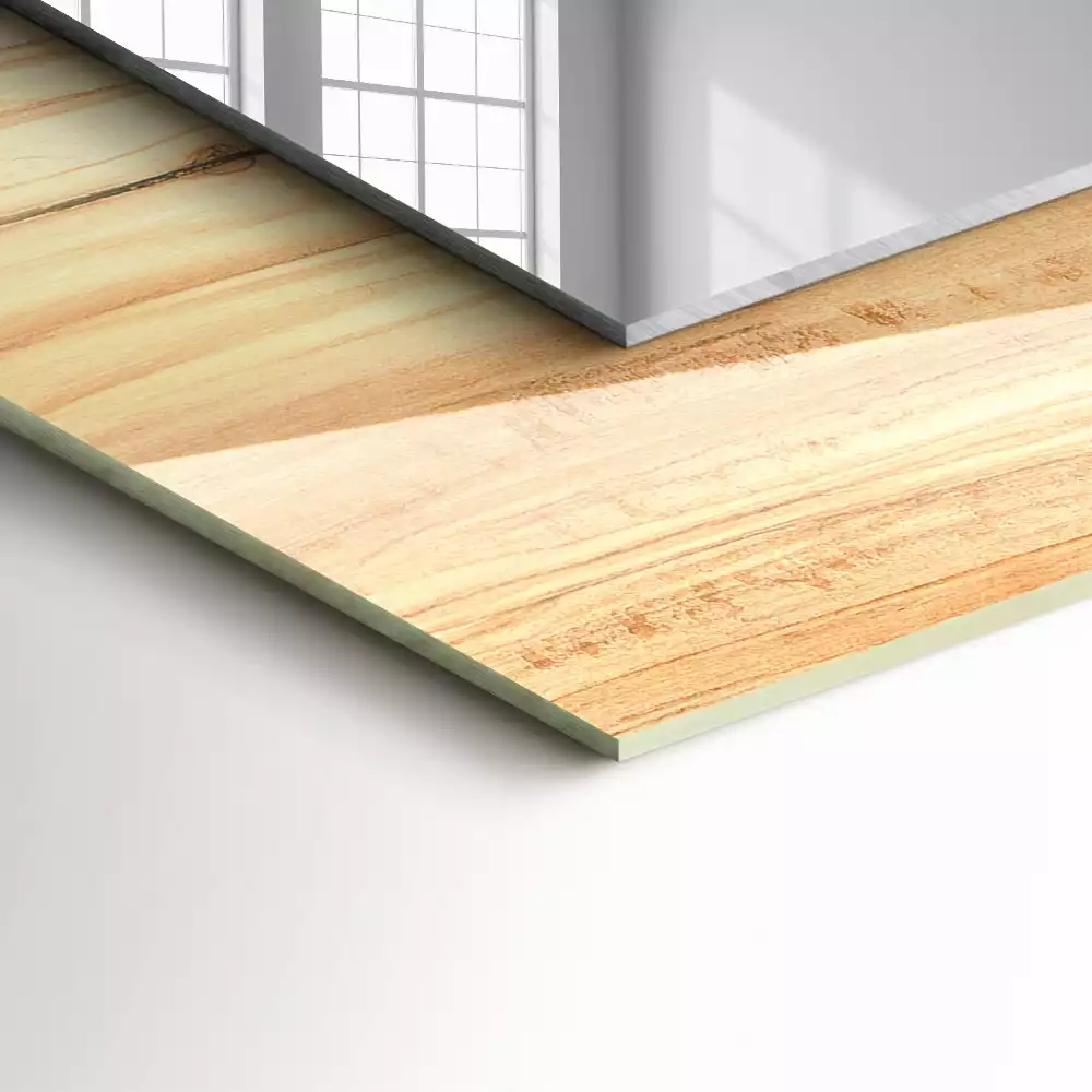 Miroir avec imprimé décoratif rectangulaire Texture bois cernes