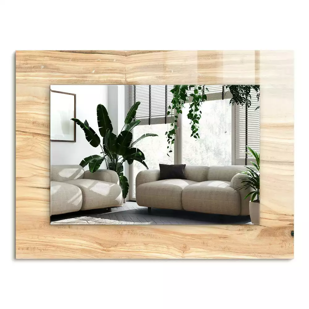 Miroir avec imprimé décoratif rectangulaire Texture bois cernes