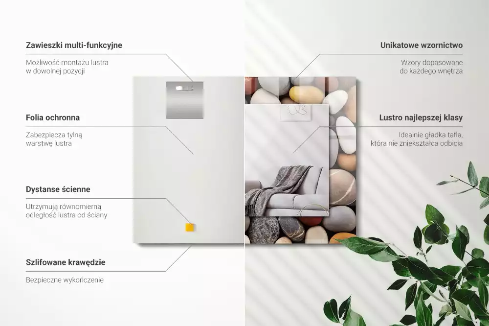 Miroir décoratif rectangulaire Pierres lisses colorées