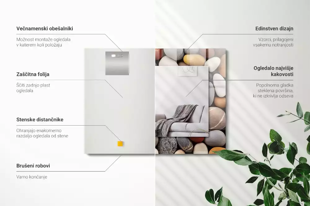 Miroir décoratif rectangulaire Pierres lisses colorées