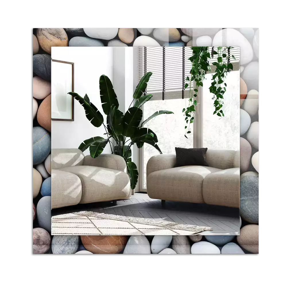 Miroir avec imprimé rectangulaire Pierres lisses colorées