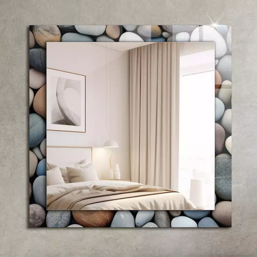 Miroir avec imprimé rectangulaire Pierres lisses colorées