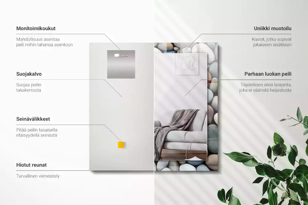 Miroir avec imprimé rectangulaire Pierres lisses colorées