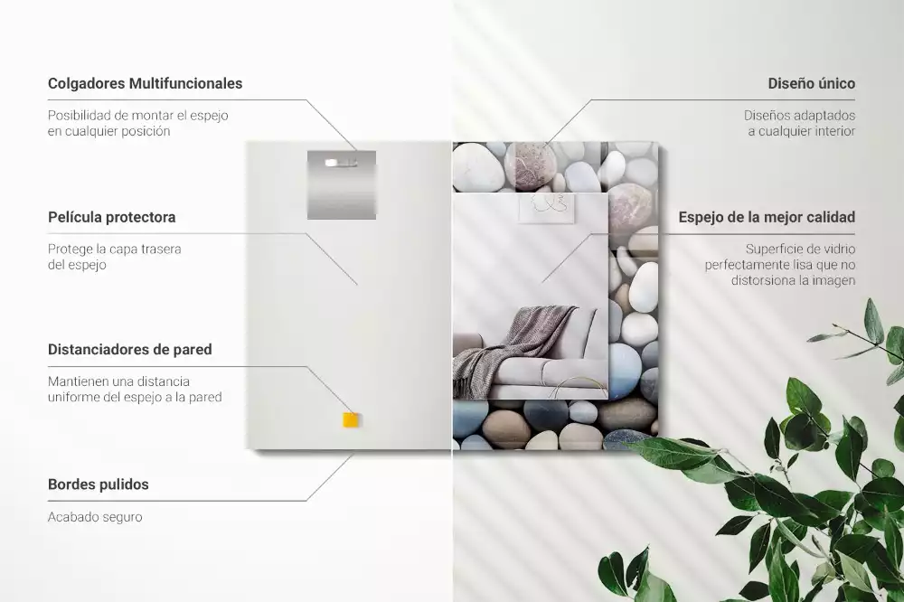 Miroir avec imprimé rectangulaire Pierres lisses colorées