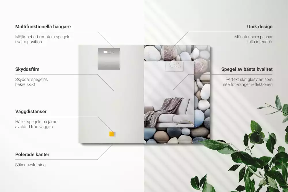 Miroir avec imprimé rectangulaire Pierres lisses colorées