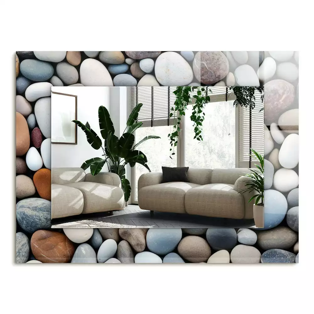 Miroir avec imprimé rectangulaire Pierres lisses colorées