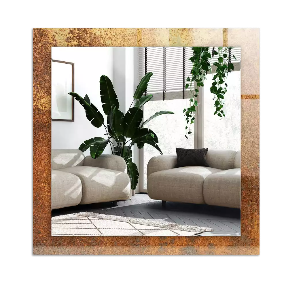 Miroir avec imprimé rectangulaire Tôle rouillée tendance