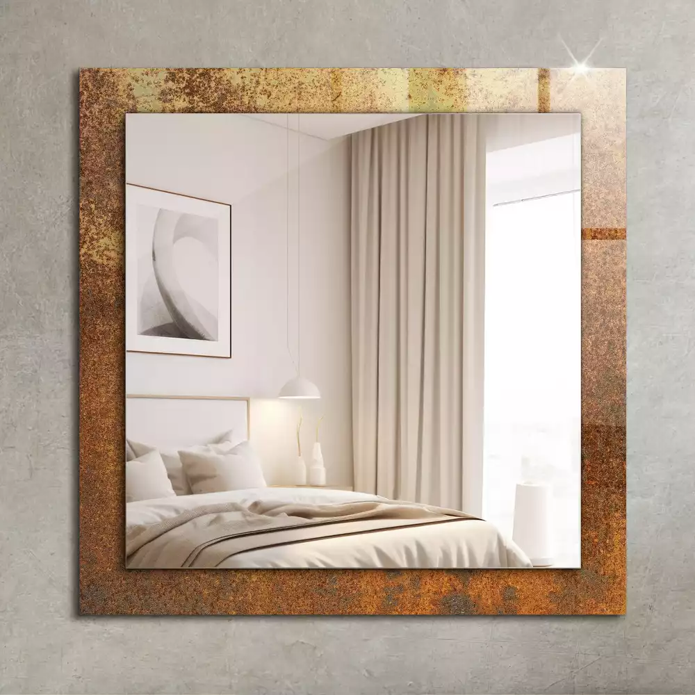 Miroir avec imprimé rectangulaire Tôle rouillée tendance