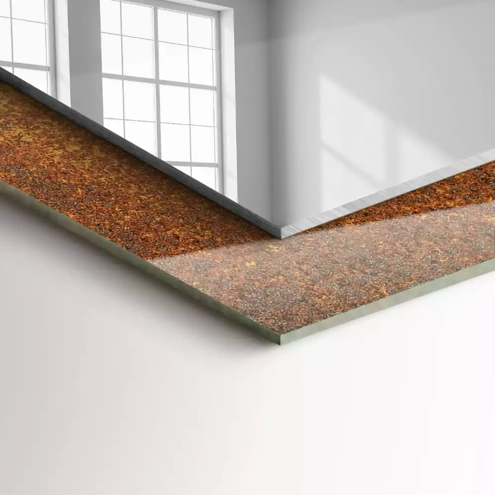 Miroir avec imprimé rectangulaire Tôle rouillée tendance