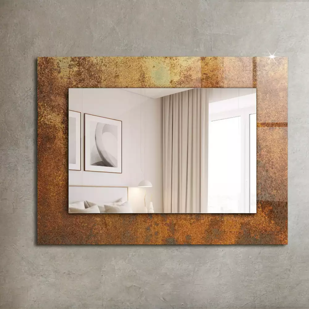 Miroir avec imprimé rectangulaire Tôle rouillée tendance