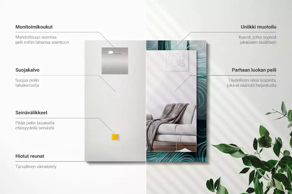 Miroir décoratif rectangulaire Motifs lignes abstraites