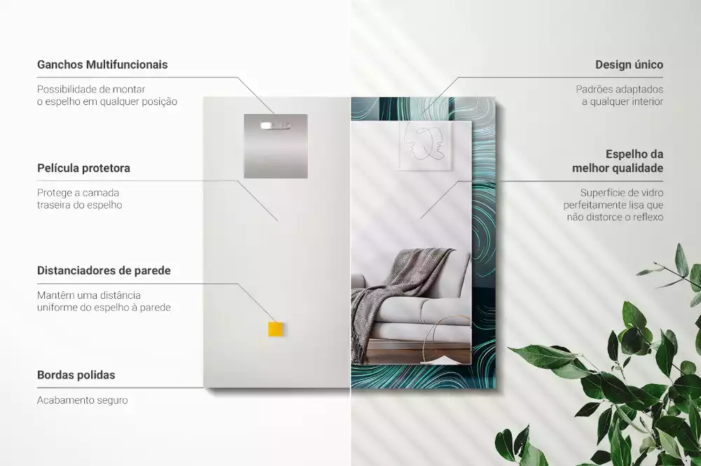 Miroir décoratif rectangulaire Motifs lignes abstraites