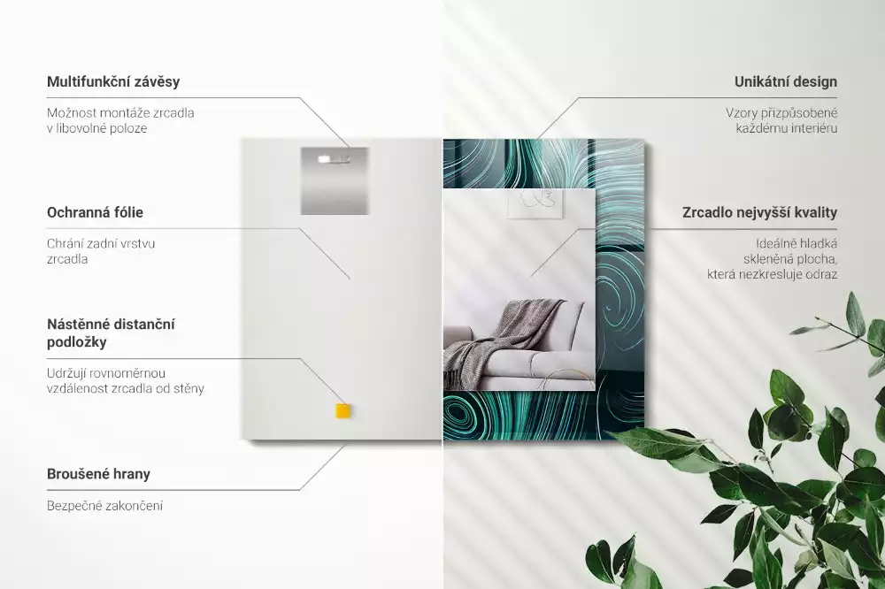 Miroir décoratif rectangulaire Motifs lignes abstraites