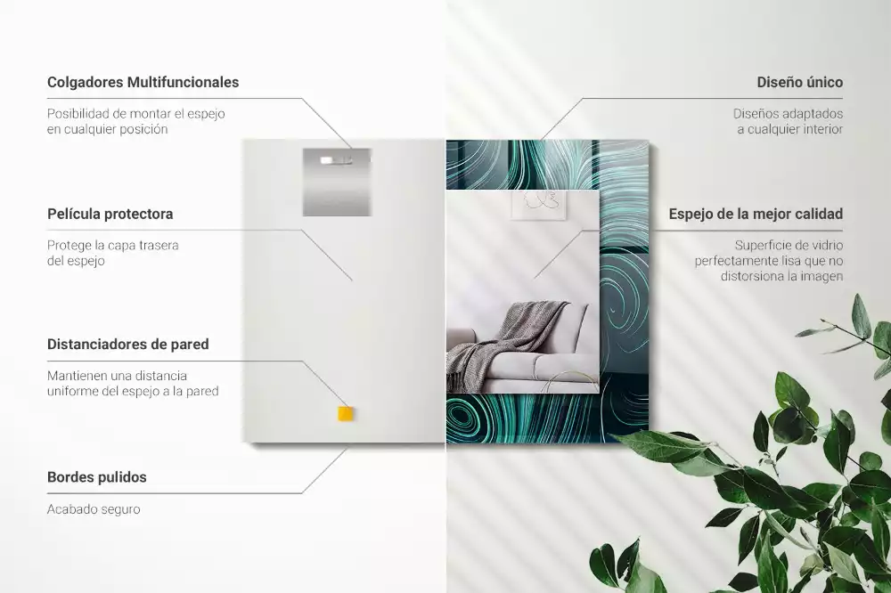 Miroir décoratif rectangulaire Motifs lignes abstraites