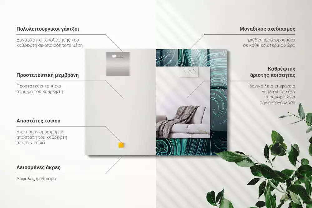 Miroir décoratif rectangulaire Motifs lignes abstraites